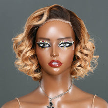 Load image into Gallery viewer, Ash Blonde Ombre Short Loose Wave Glueless 5x5 Closure Lace Short Bob Wig Human Hair