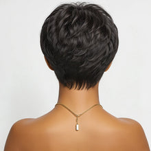 Load image into Gallery viewer, Black Mix Brown Highlight Short Deep Curly Wave Pixie Cut Wigs Human Hair For Black Woman