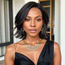 Load image into Gallery viewer, Black Wig Pre-Cut Glueless 5x5 Closure Lace Bob Side Part Wigs Human Hair