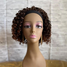 Load image into Gallery viewer, Brown Highlights Headband Short Twist Bob Wigs Kinky Curly Glueless Wig for Black Women
