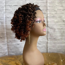 Load image into Gallery viewer, Brown Highlights Headband Short Twist Bob Wigs Kinky Curly Glueless Wig for Black Women
