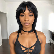 Load image into Gallery viewer, Glueless Pixie Cut 5x5 Lace Closure Wigs Short Straight Bob 80s 90s Mullet WigWith Bangs for Black Women