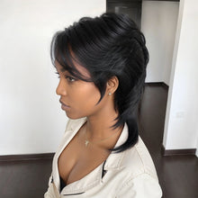Load image into Gallery viewer, Glueless Pixie Cut 5x5 Lace Closure Wigs Short Straight Bob 80s 90s Mullet WigWith Bangs for Black Women