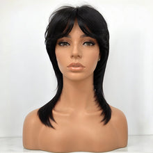 Load image into Gallery viewer, Glueless Pixie Cut 5x5 Lace Closure Wigs Short Straight Bob 80s 90s Mullet WigWith Bangs for Black Women