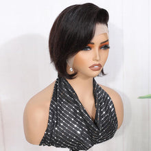 Load image into Gallery viewer, Medium Brown/Natural Black Short Pixie Braided Hairstyle Wig 13x4 Lace Front Straight Wigs For Black Women