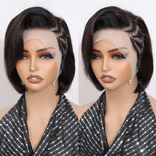 Load image into Gallery viewer, Medium Brown/Natural Black Short Pixie Braided Hairstyle Wig 13x4 Lace Front Straight Wigs For Black Women