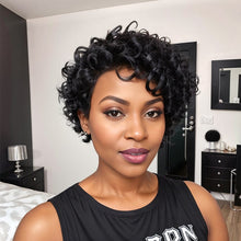 Load image into Gallery viewer, Short Black Human Hair Wig Glueless Bob Deep Curly 5x5 Closure Pre-cut Lace Wig For Summer