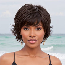 Load image into Gallery viewer, Short Black Wig Layered Pixie Cut Bob Wigs With Bangs 100% Human Hair