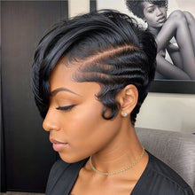 Load image into Gallery viewer, 13x4 Frontal Lace Shot Bob Wig Side Part Pixie Cut Human Hair
