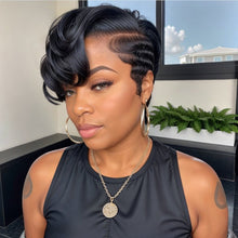 Load image into Gallery viewer, 13x4 Frontal Lace Shot Bob Wig Side Part Pixie Cut Human Hair

