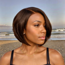Load image into Gallery viewer, Short Brown Hair Style With Pin-Curls Bangs Bob Curly Human Hair For Black Woman
