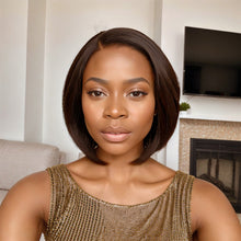 Load image into Gallery viewer, Short Brown Hair Style With Pin-Curls Bangs Bob Curly Human Hair For Black Woman
