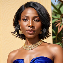 Load image into Gallery viewer, Black Wig Pre-Cut Glueless 5x5 Closure Lace Bob Side Part Wigs Human Hair
