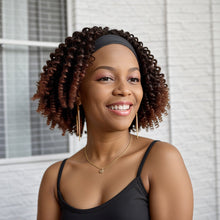 Load image into Gallery viewer, Brown Highlights Headband Short Twist Bob Wigs Kinky Curly Glueless Wig for Black Women
