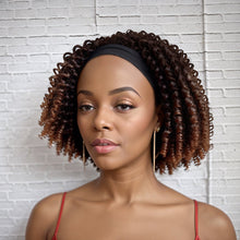 Load image into Gallery viewer, Brown Highlights Headband Short Twist Bob Wigs Kinky Curly Glueless Wig for Black Women
