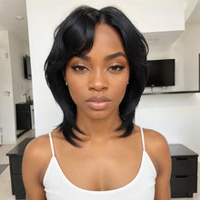 Load image into Gallery viewer, Glueless Pixie Cut 5x5 Lace Closure Wigs Short Straight Bob 80s 90s Mullet WigWith Bangs for Black Women
