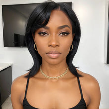 Load image into Gallery viewer, Glueless Pixie Cut 5x5 Lace Closure Wigs Short Straight Bob 80s 90s Mullet WigWith Bangs for Black Women
