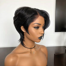 Load image into Gallery viewer, Glueless Pixie Cut 5x5 Lace Closure Wigs Short Straight Bob 80s 90s Mullet WigWith Bangs for Black Women
