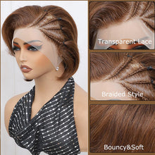 Load image into Gallery viewer, Medium Brown/Natural Black Short Pixie Braided Hairstyle Wig 13x4 Lace Front Straight Wigs For Black Women

