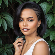 Load image into Gallery viewer, Medium Brown/Natural Black Short Pixie Braided Hairstyle Wig 13x4 Lace Front Straight Wigs For Black Women
