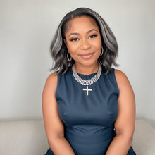 Load image into Gallery viewer, Salt And Pepper Loose Body Wave Hair 5x5 Closure Wig Lace Bob 100% Human Hair
