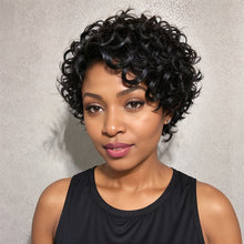 Load image into Gallery viewer, Short Black Human Hair Wig Glueless Bob Deep Curly 5x5 Closure Pre-cut Lace Wig For Summer
